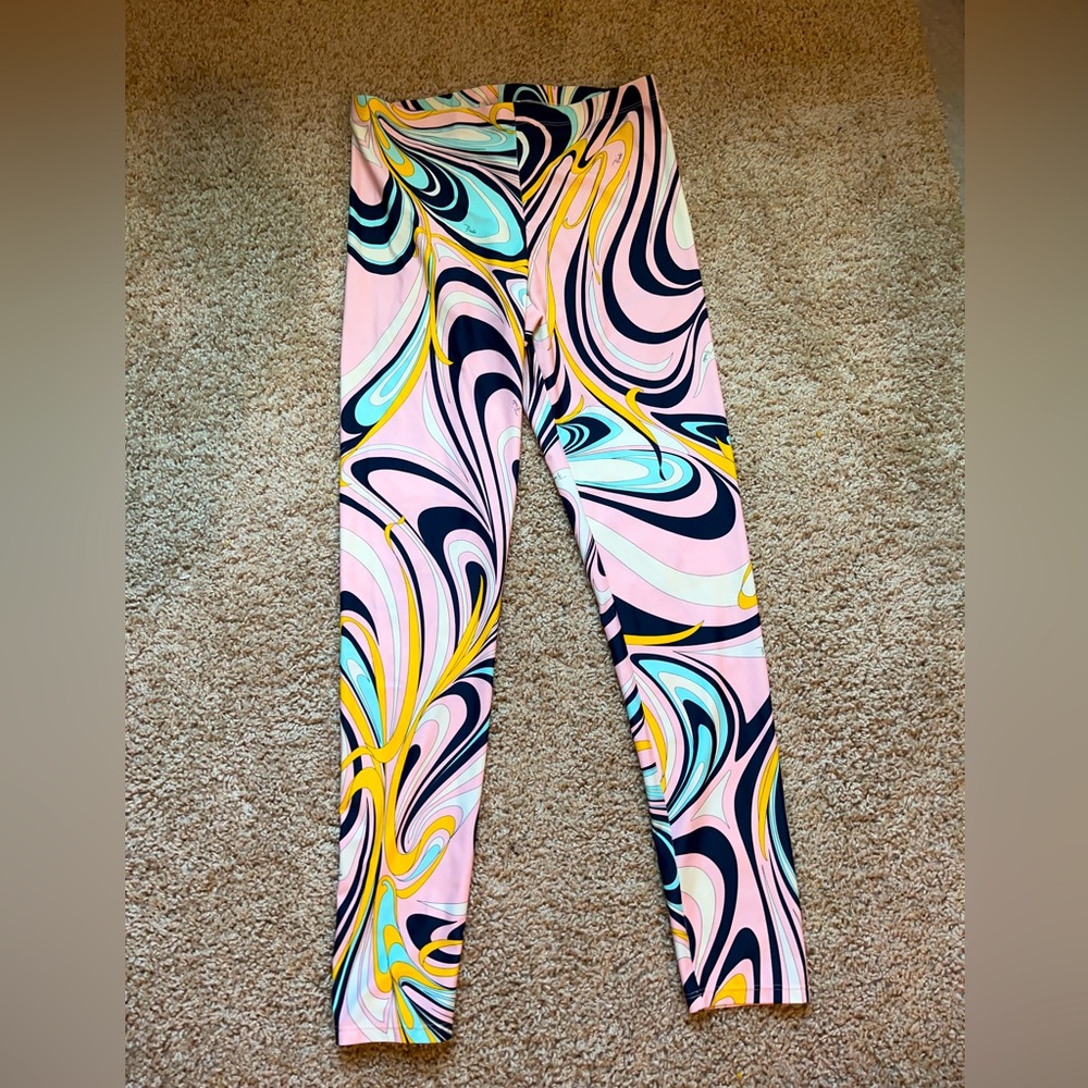 Emilio Pucci Pink Multi Swirl Print Leggings